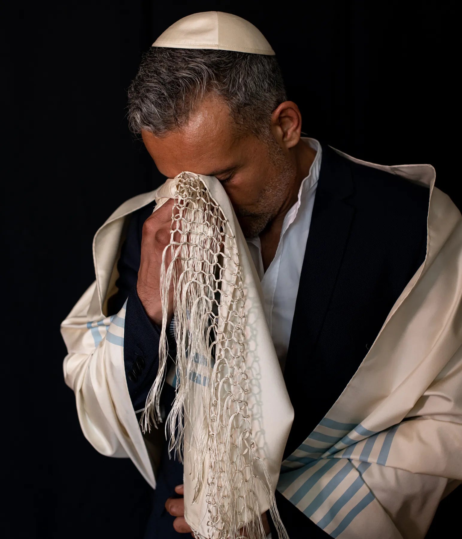 Colorful Tallit blue shema israel