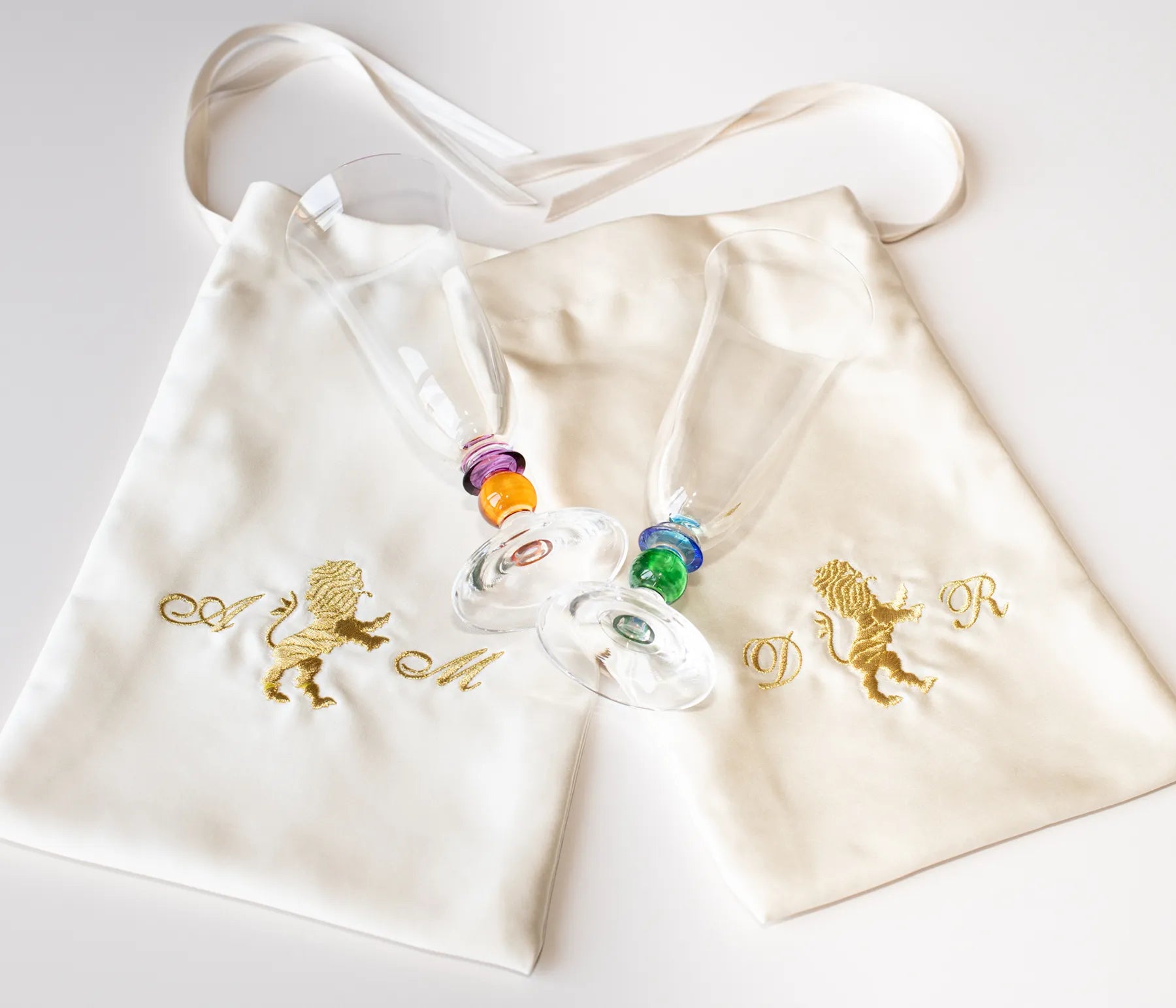 Wedding glass orange and blue