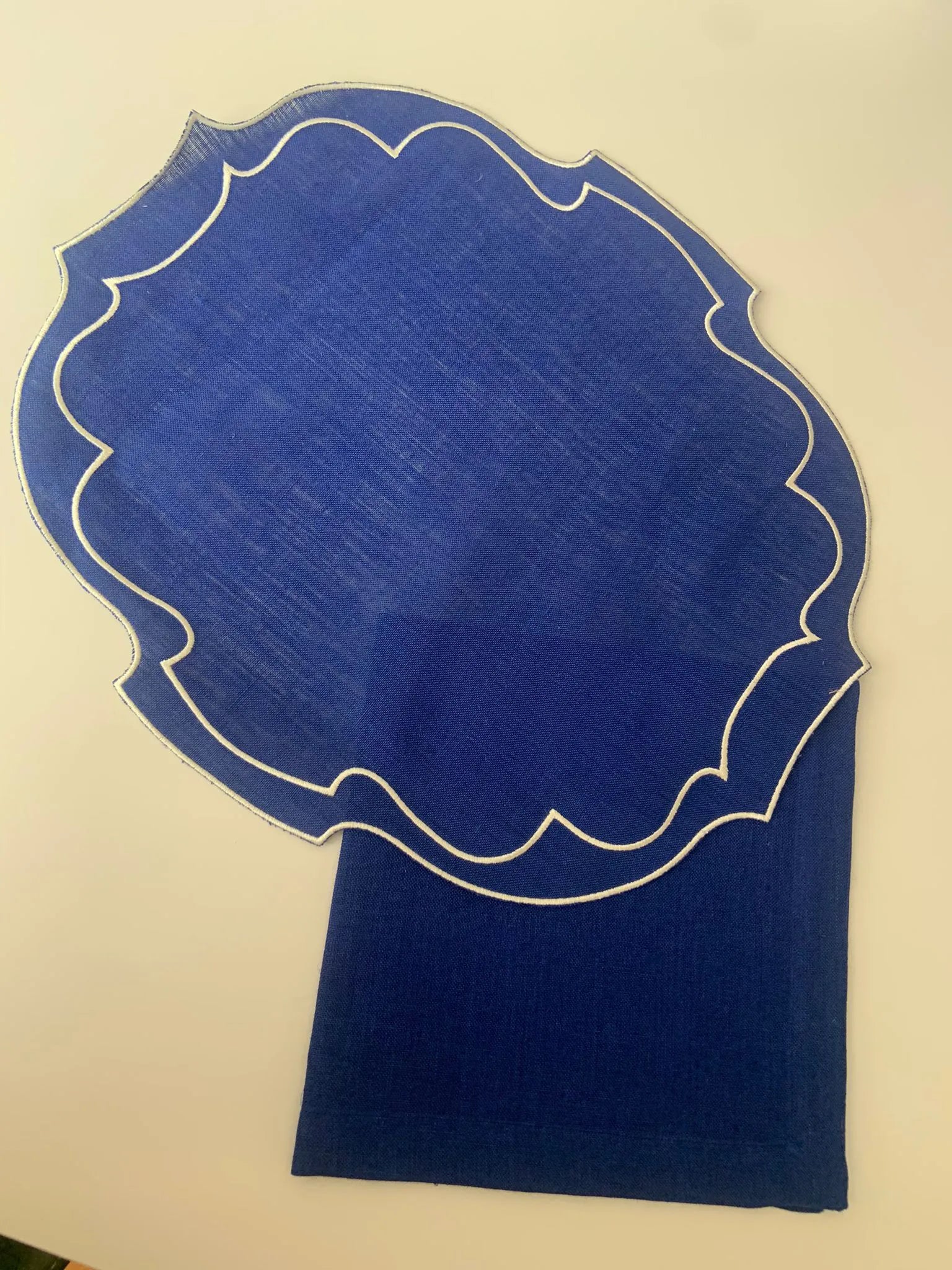 Linen Challah Cover blue