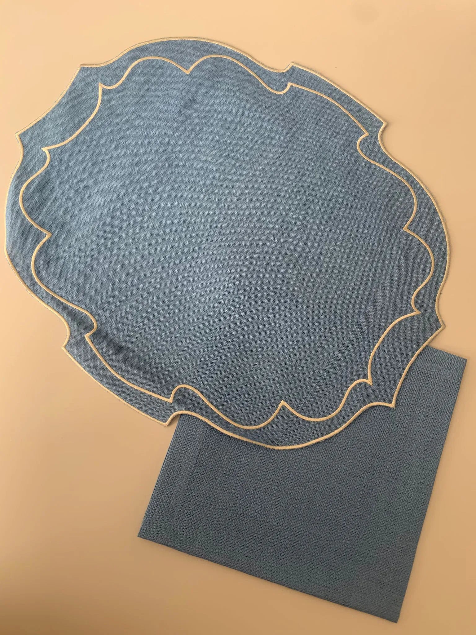 Linen Challah Cover light blue