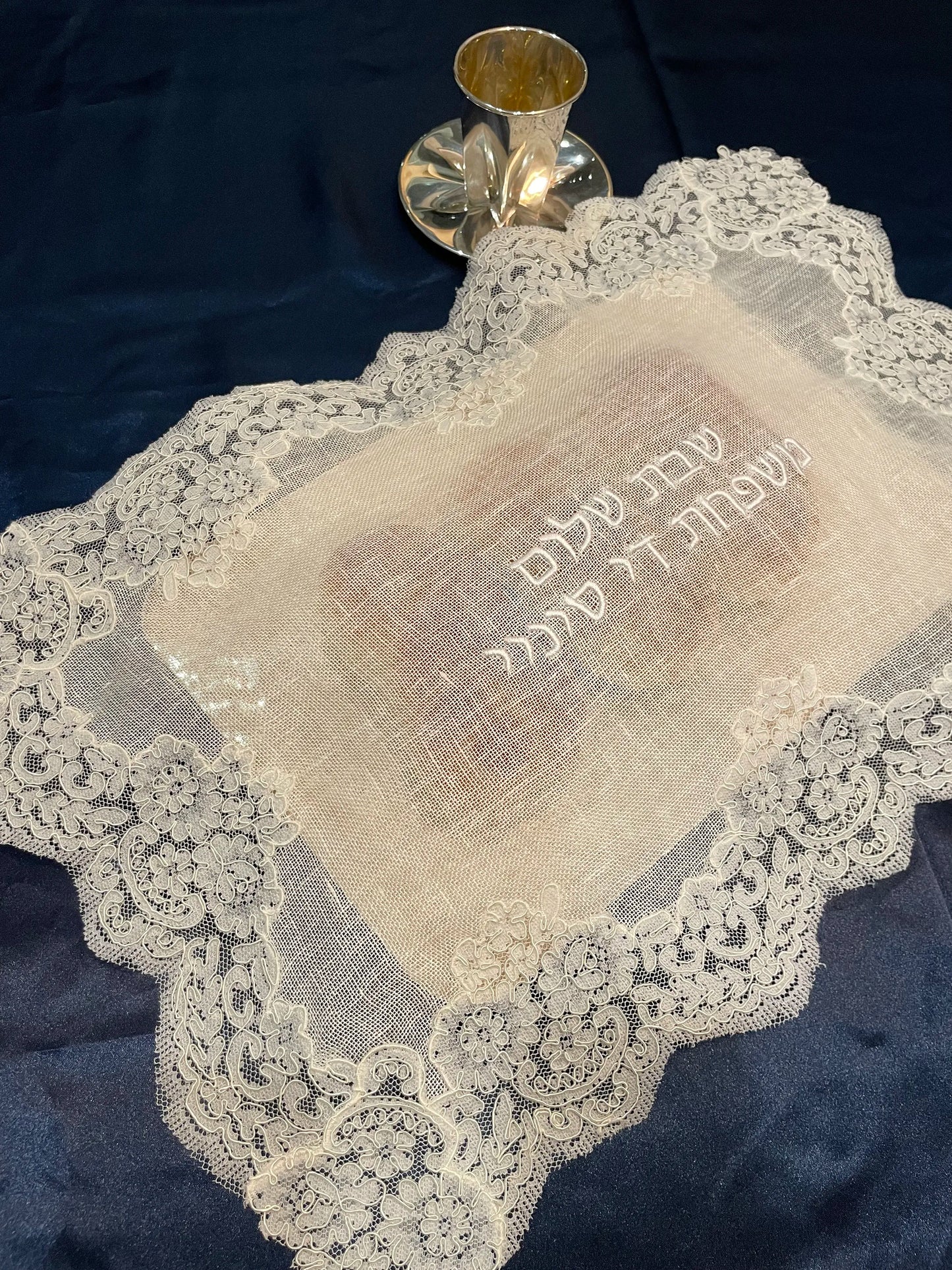 Lace and Linen Challah Cover shabat shalom