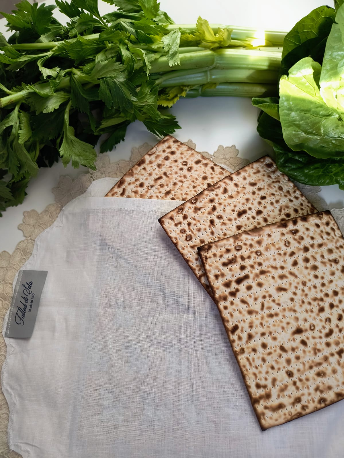Lace and Linen Pesach Matzah Cover
