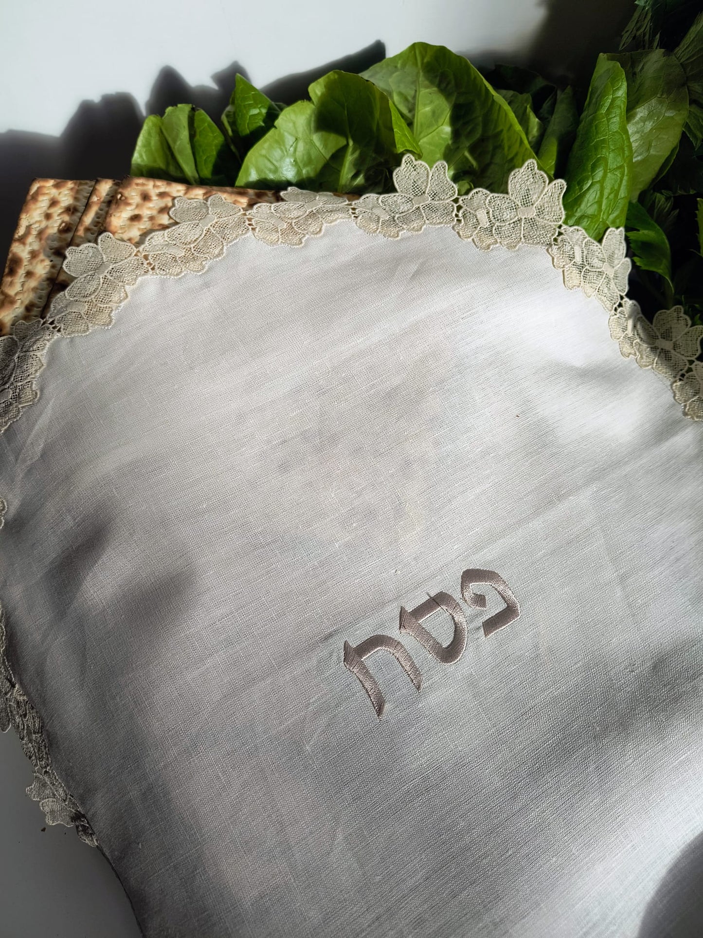 Lace and Linen Pesach Matzah Cover