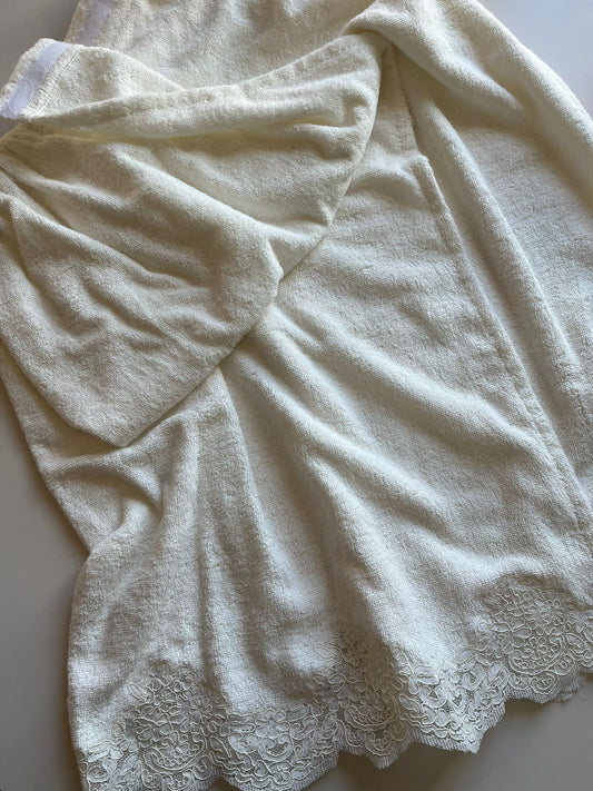 Bridal Wrap Towel Robe with Rebrodé Lace