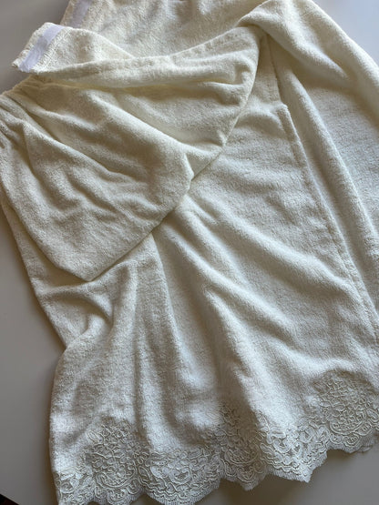 Bridal Wrap Towel Robe with Rebrodé Lace
